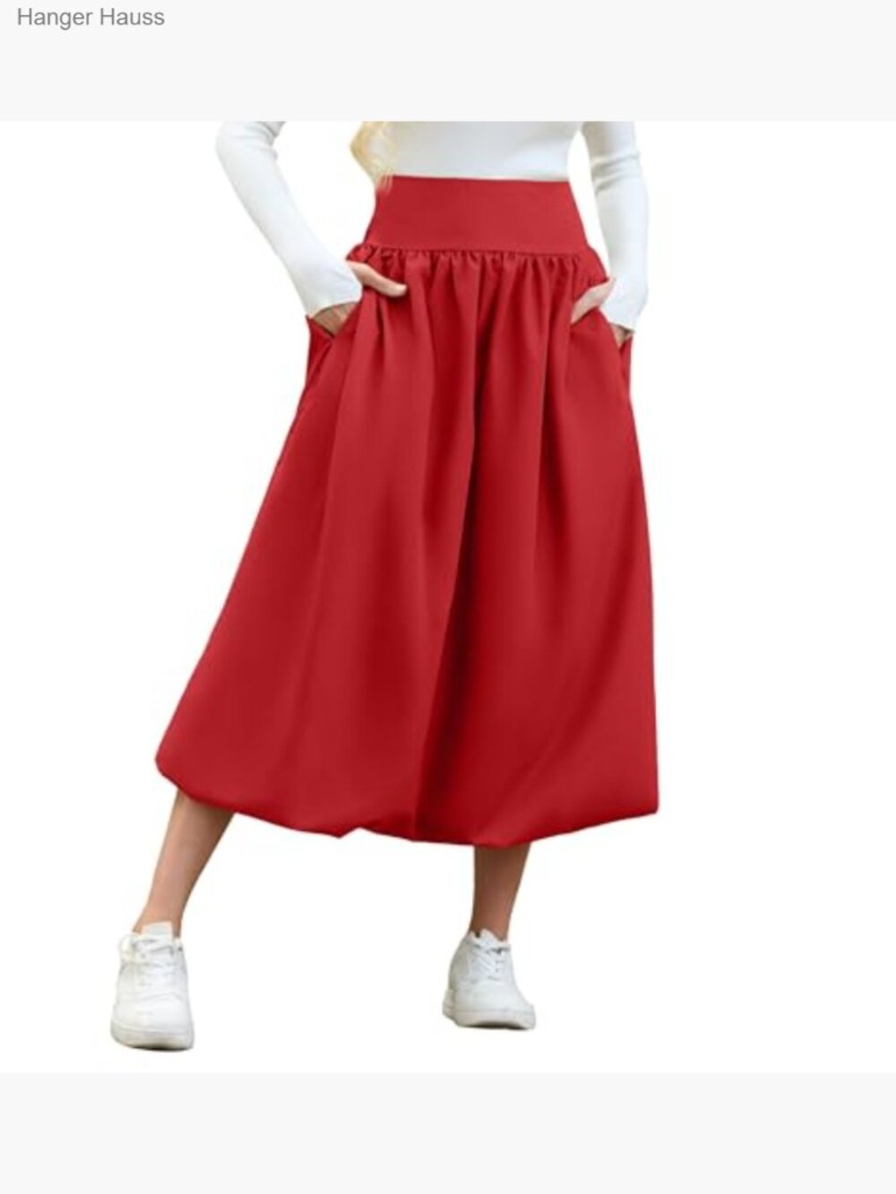 Women's Bubble Maxi Skirt A-Line Pleated Ruffle Flowy Balloon Skirt with Pockets - Picture 2 of 7